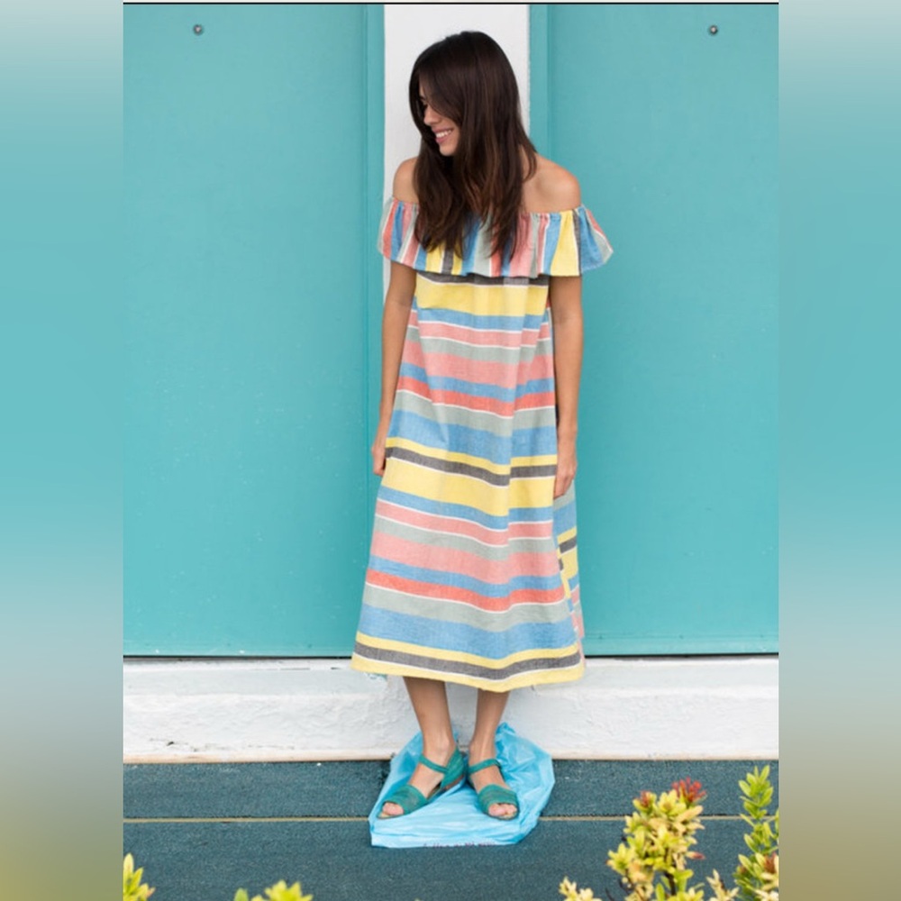 PROUD MARY‎ Cordoba Dress in Kingston Stripe Dress Mexican Artist Handwoven S